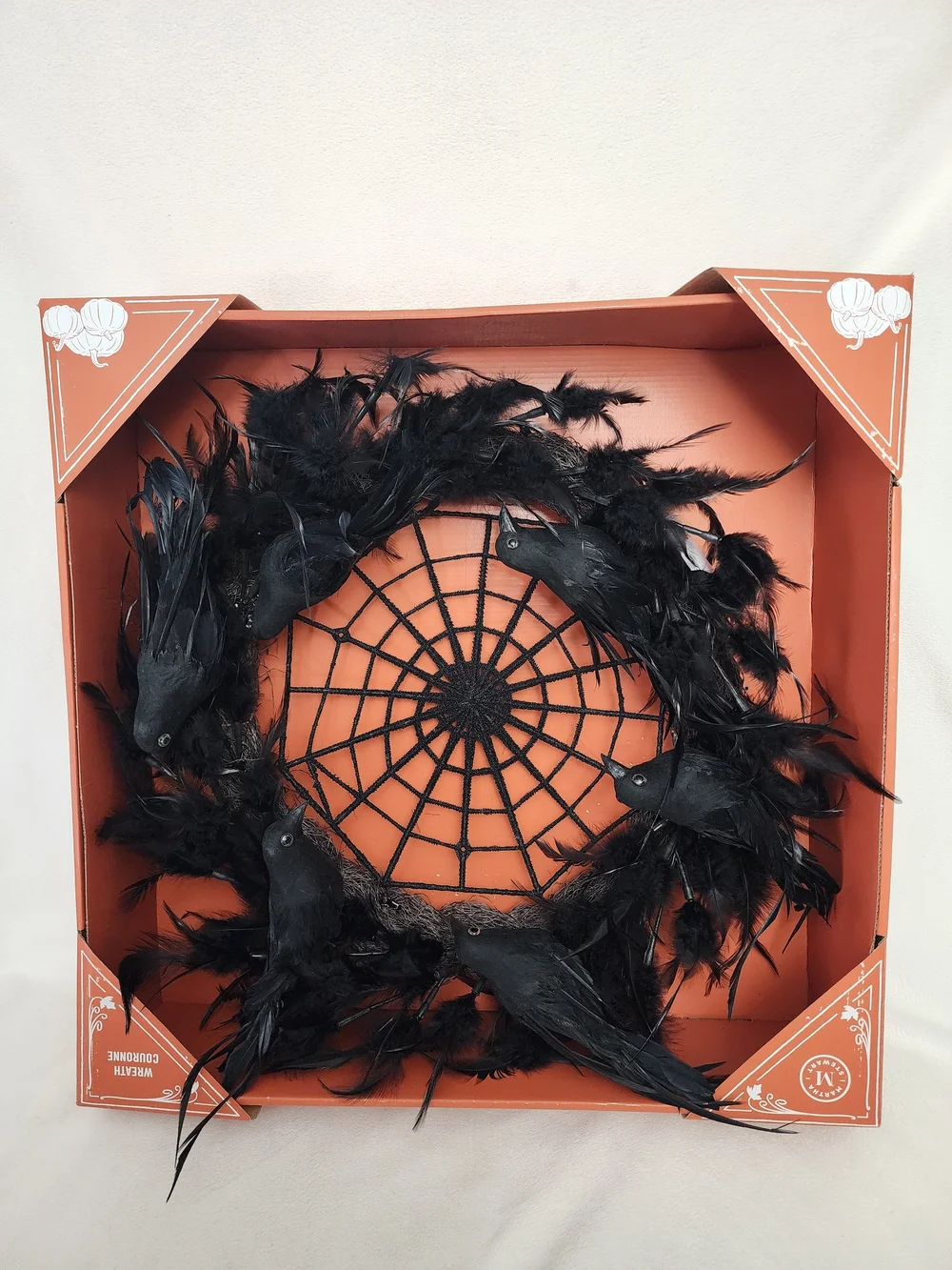 Black Feather Crow Halloween Wreath - Home Wall Decor